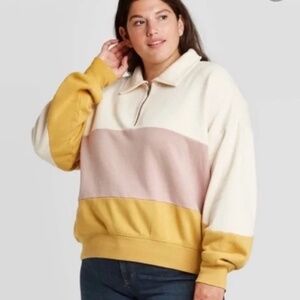 Universal Thread Small Quarter Zip Collared Colorblock Sweatshirt